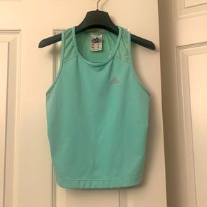 Adidas ClimaLite razer back teal cropped top size medium